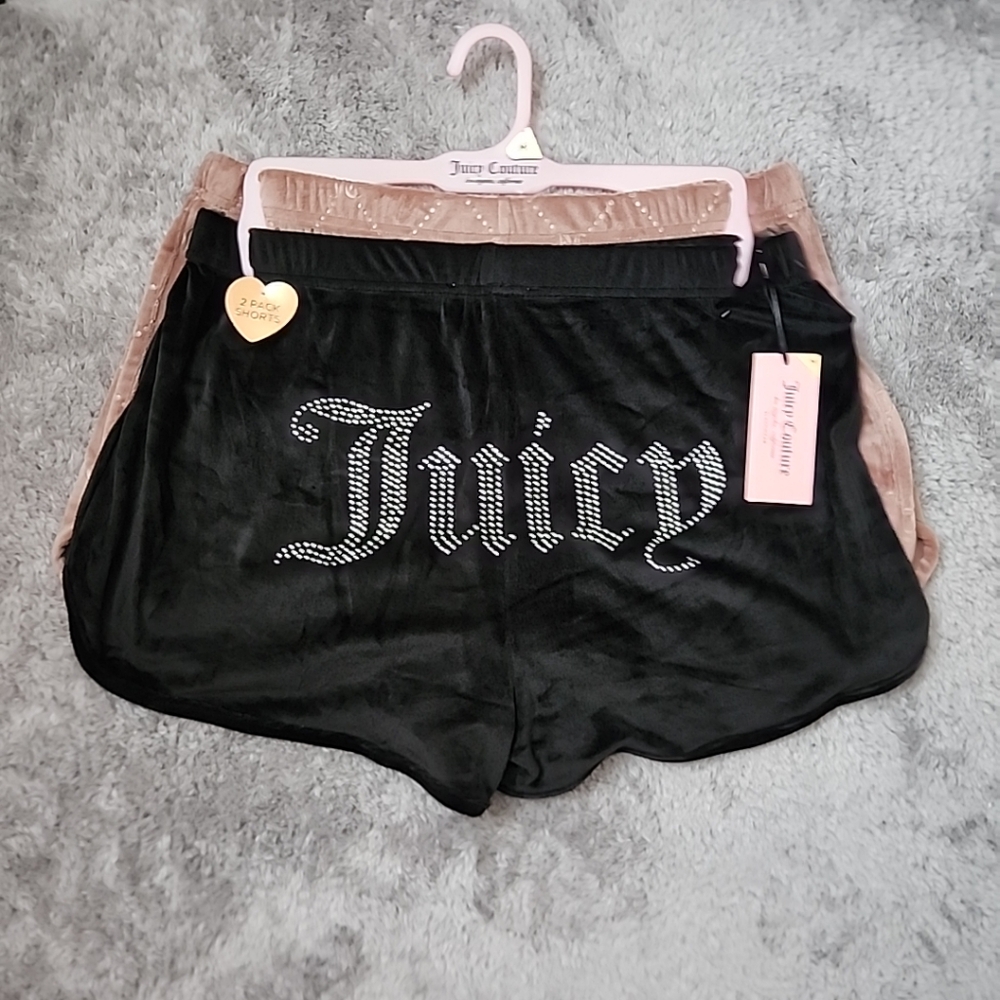 Juicy Couture Velour Shorts 2 Pack Dusty Pink And Black L XL  NwT